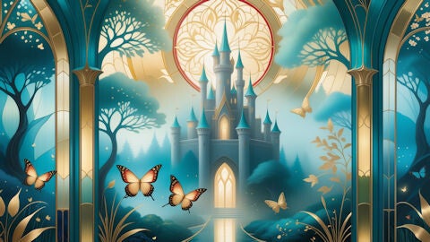 Ethereal Golden Forest Castle 1920x1080
