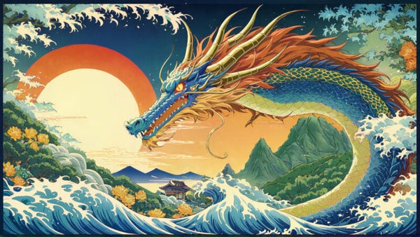 Japanese Wave Dragon Wallpaper | 3840x2160 UltraWide Desktop Background