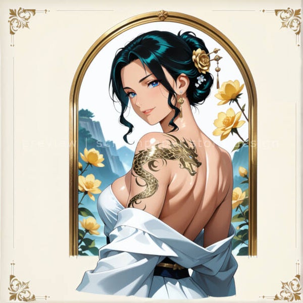 Elegant Dragon Tattoo Portrait 3200x3200 wallpaper Art
