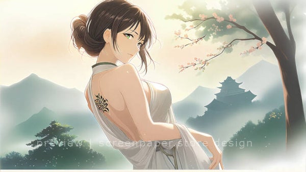 Mist-Veiled Grace: Ancient Garden Elegance 3840x2160 4k wallpaper