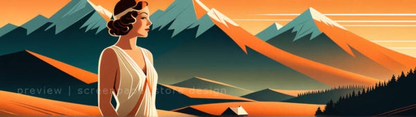 Art Deco Mountain Muse 5120 x 1440 wallpaper