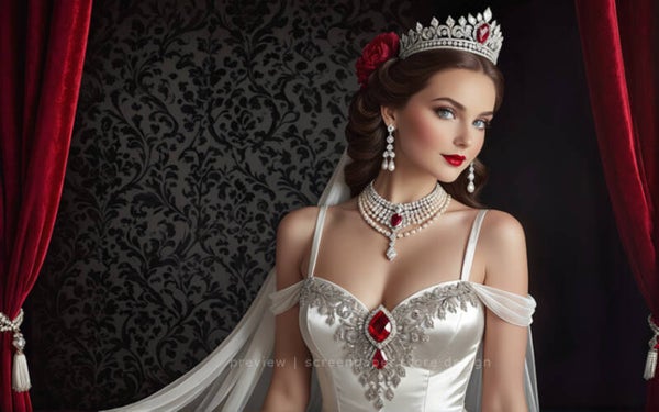 Regal Bride Portrait: Ruby and Diamond Tiara 2560x1600 Wallpaper