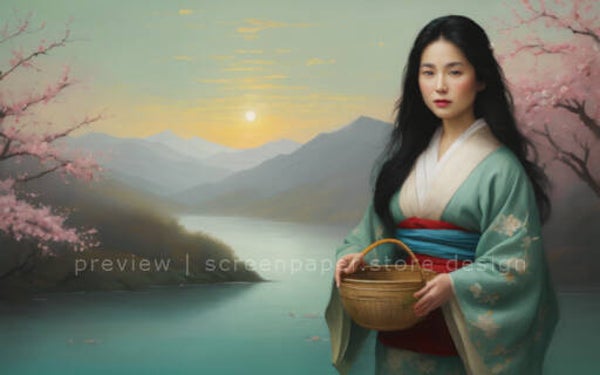 Serene Kimono Woman at Sunset – Japanese Art 2560×1600 Wallpaper