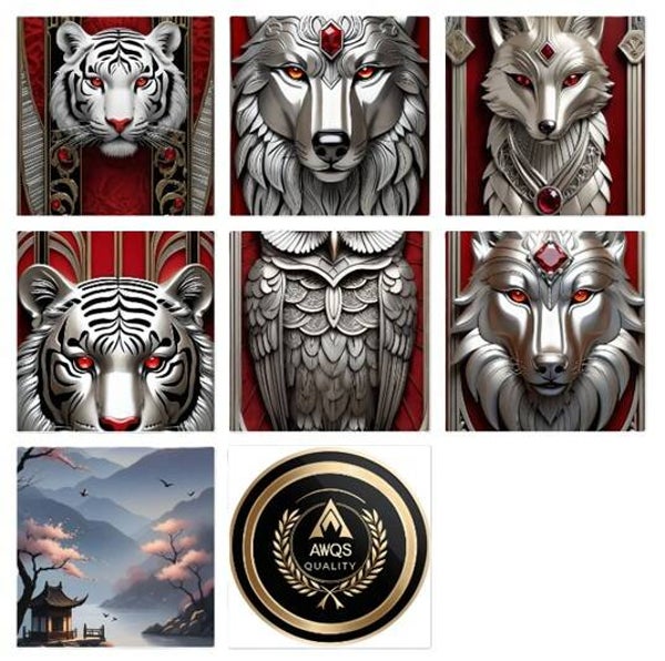 Silver Tiger Phone Wallpaper Bundle Set