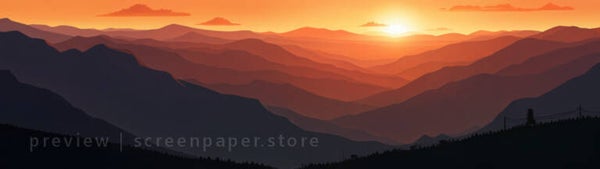 Sunset Layers Over Silent Mountains 5120 × 1440