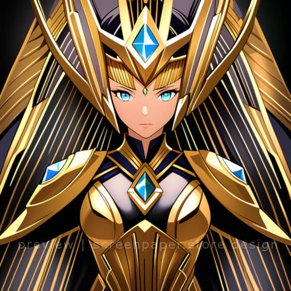 Golden Sentinel Wallpaper | 8K 3200 x3200  Fantasy Portrait