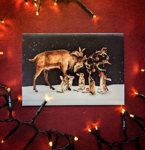 Losse kerstkaart hert