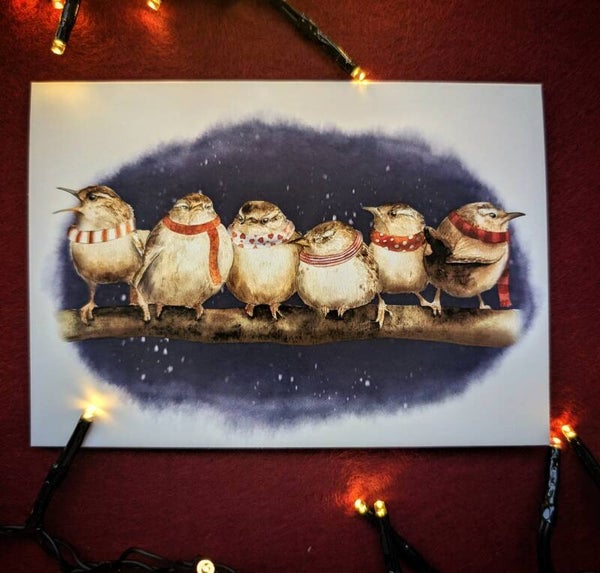 Losse kerstkaart winterkoninkjes