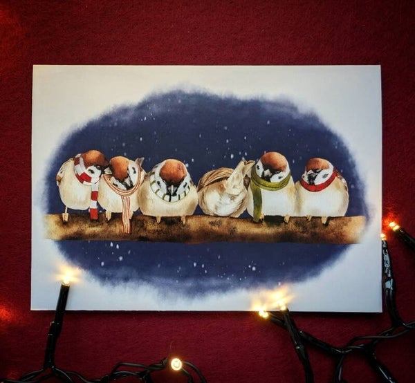 Losse kerstkaart musjes