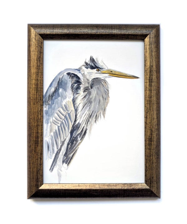 Gouache van een reiger