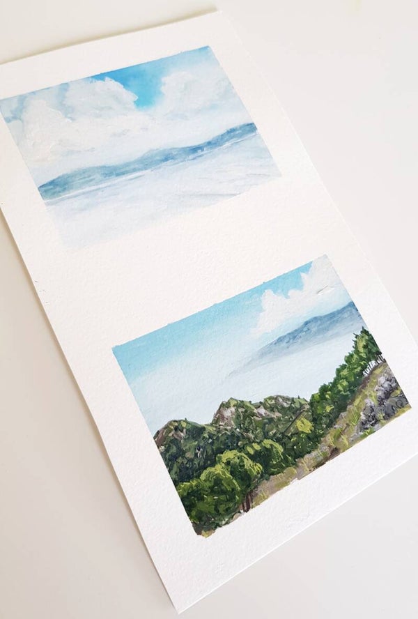 "Landschapsstudies in gouache"