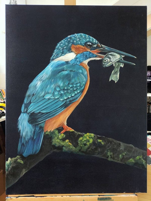 "Vangst" - ijsvogel met visje