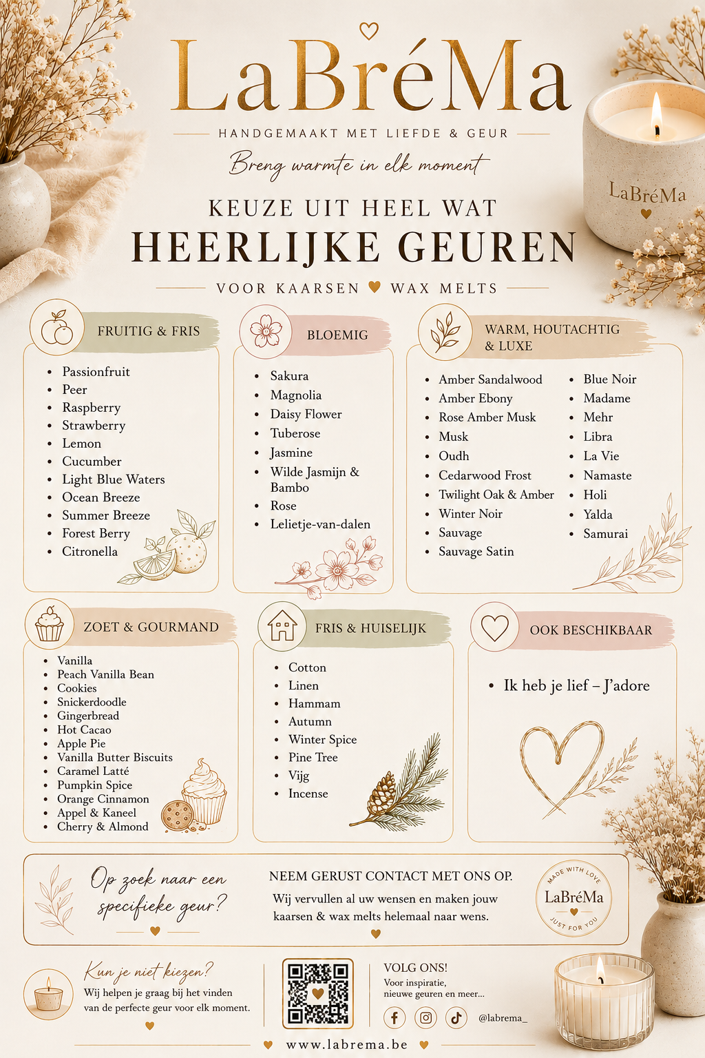 assortiment geurtjes voor luxekaarsen