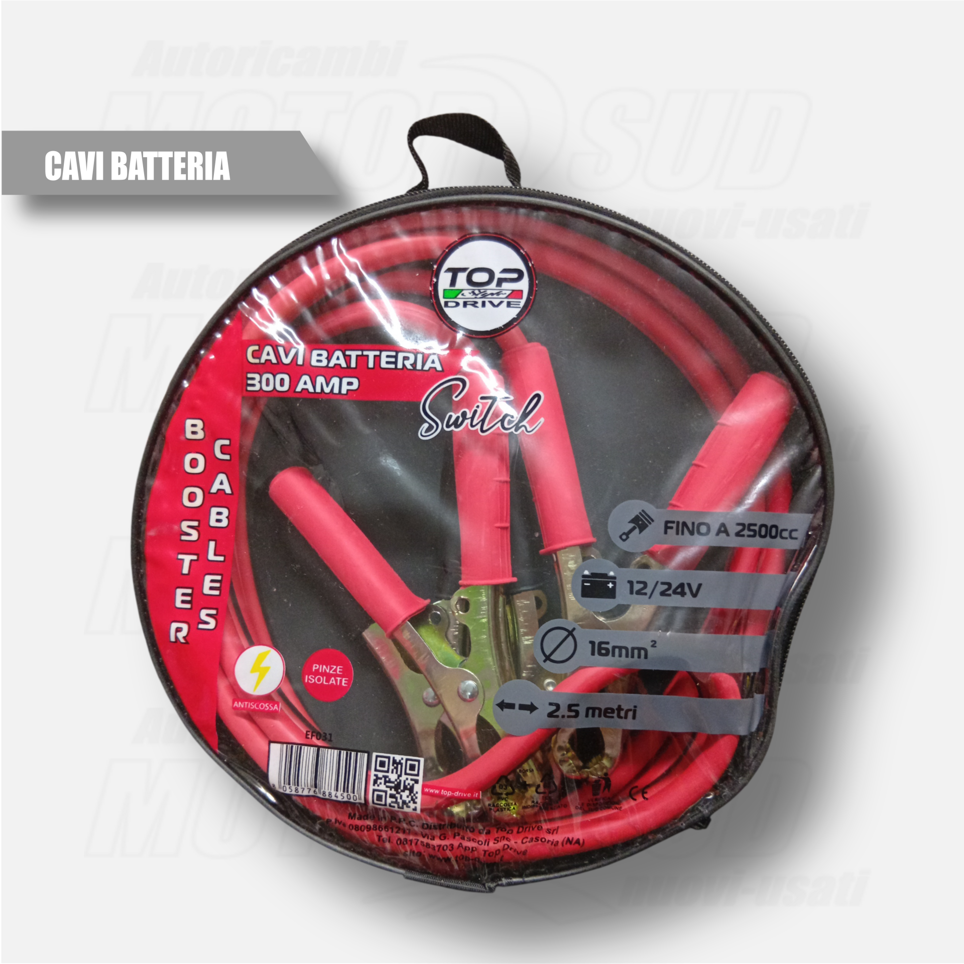 Cavi Avviamento Batteria Auto 2,5 metri, 12/24V