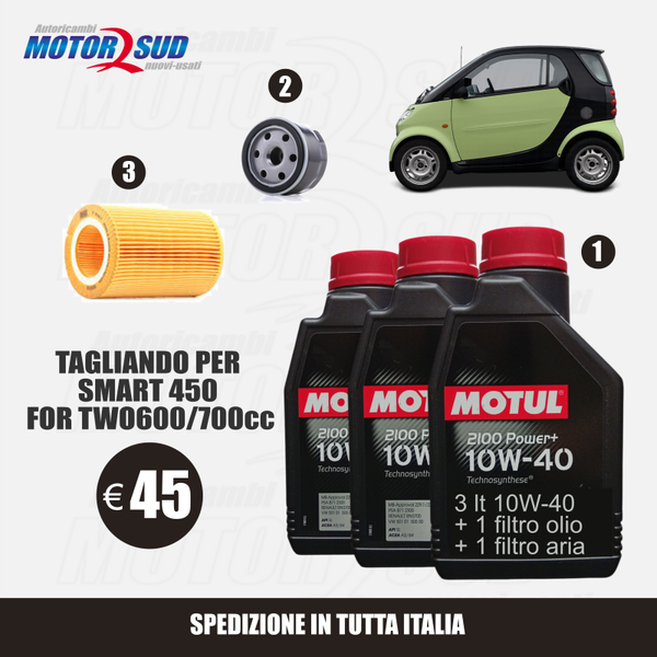 Kit Tagliando Base per SMART 450x  - 3lt Motul 10W40 + Filtro Olio + Filtro Aria