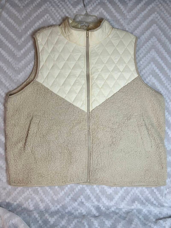 Vipwest cream and beige plus size pleated vest