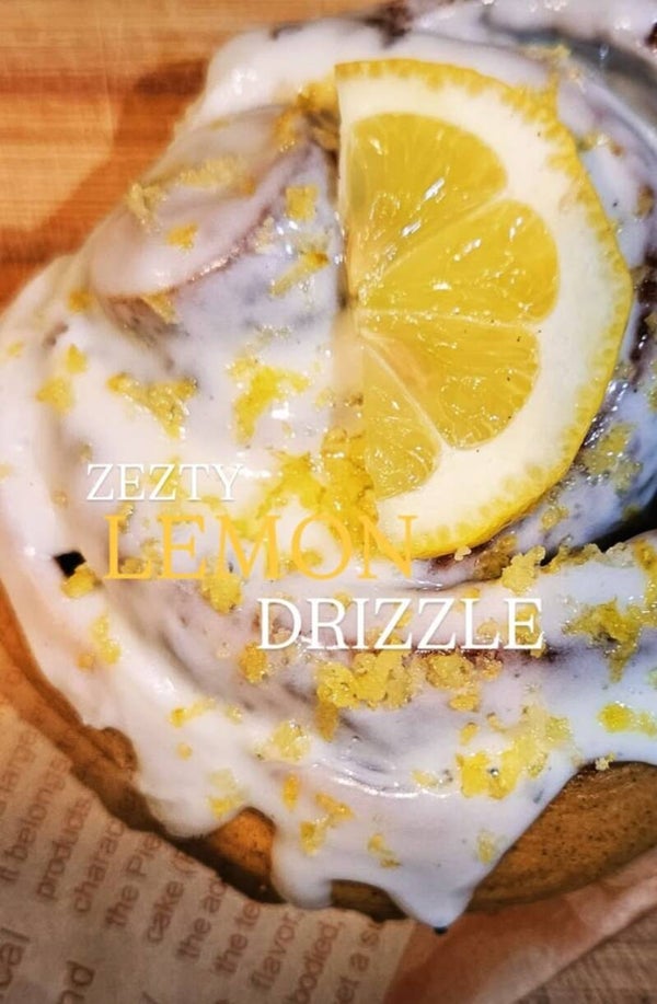 ZESTY LEMON DRIZZLE: A tongue tantalising lemon flavoured bun for those lemon lovers.