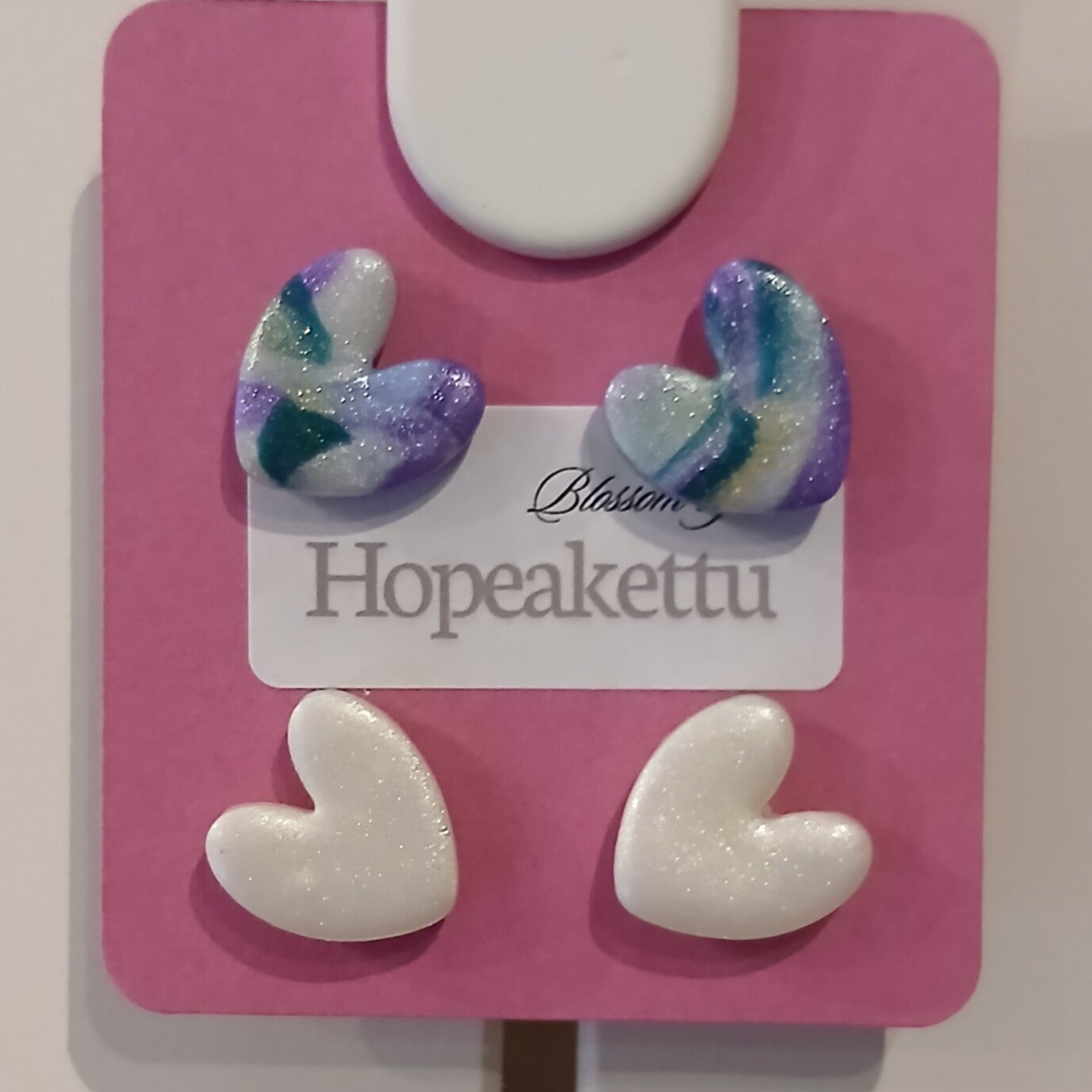 Sydännapit kimalle valkoiset/ kimalle moniväriset NK10