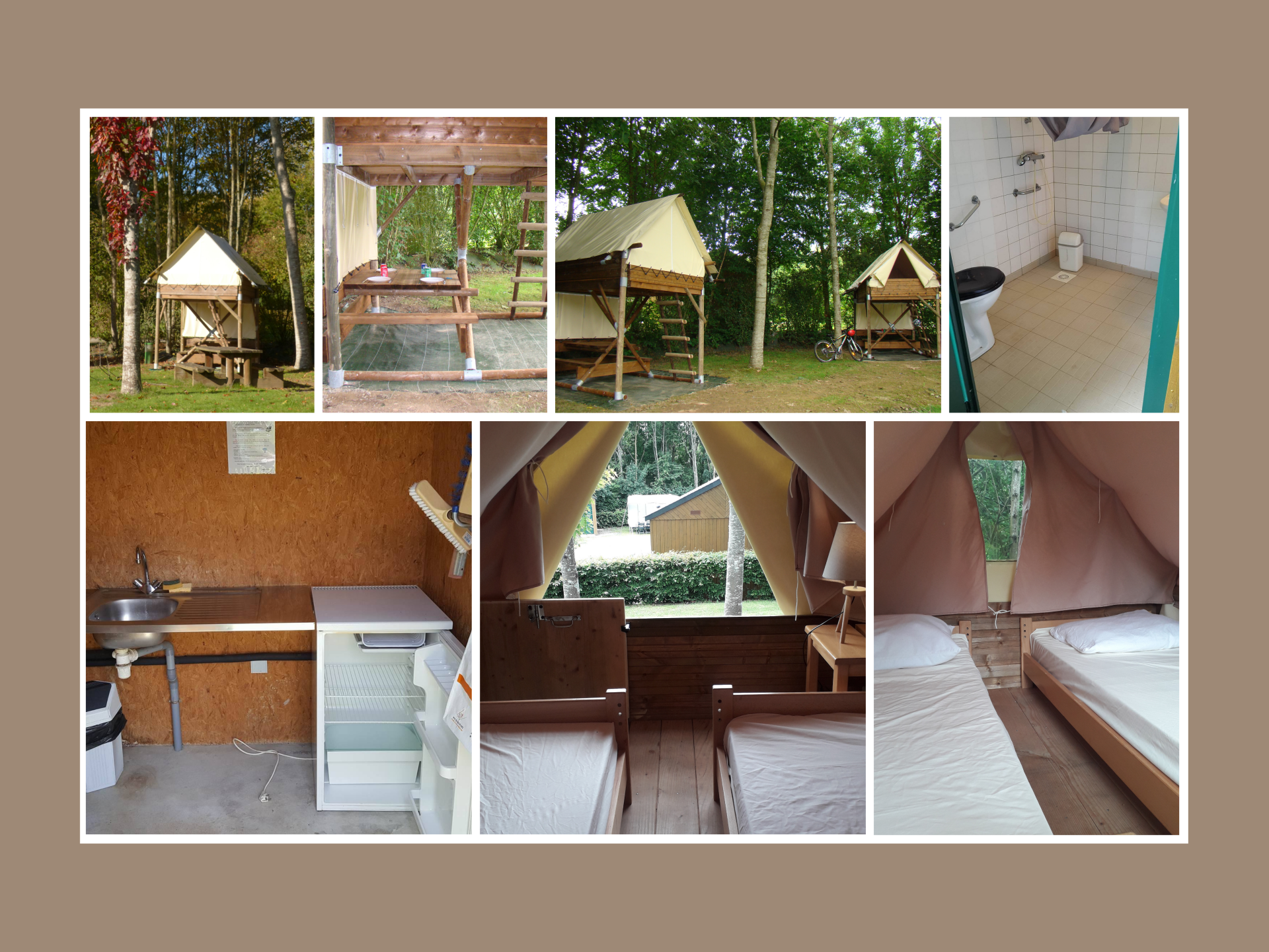 Tente bivouac, sanitaire privée, camping 3 étoiles, nature