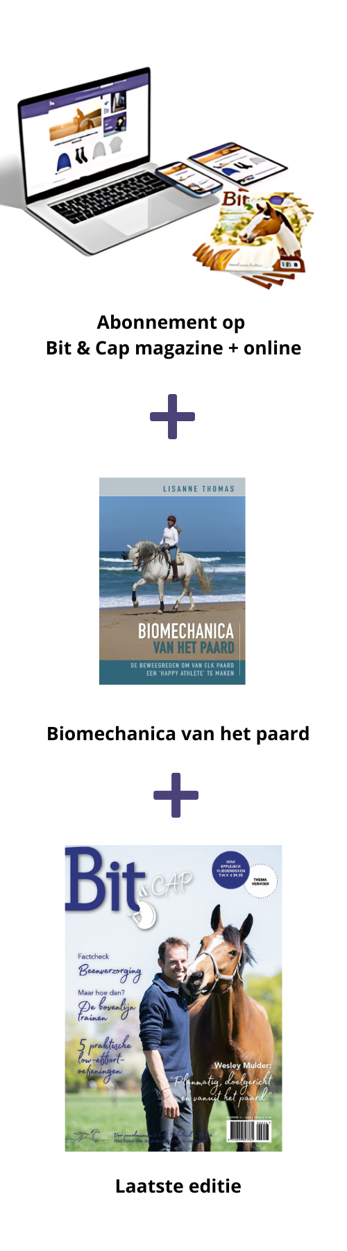 Jaarabonnement 11 x Bit & Cap compleet + gratis boek Biomechanica van het paard, nu voor maar € 9,50 per maand