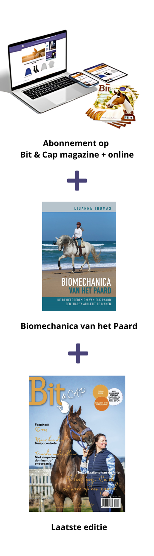 Jaarabonnement 10 x Bit & Cap compleet + gratis boek Biomechanica van het paard, nu voor maar € 9,50 per maand