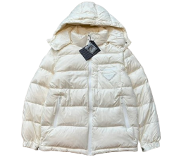 Pr4da Shiny Puffer Jacket White