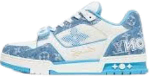 LV Trainer White & Denim Blue