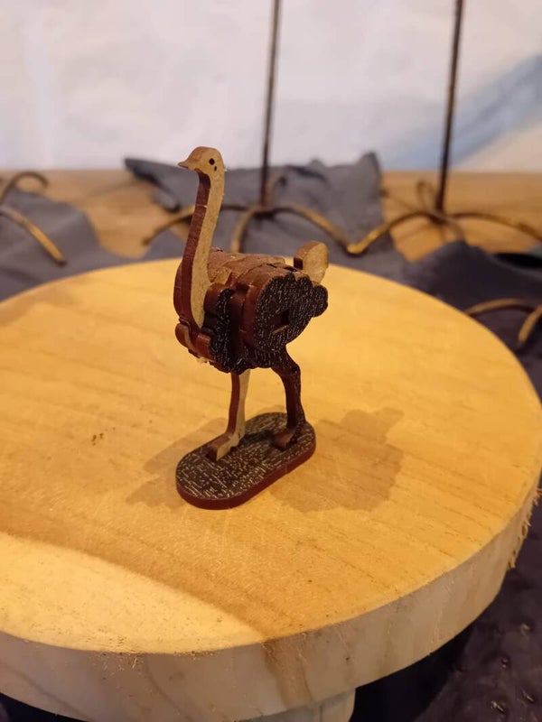 3D houten Struisvogel klein