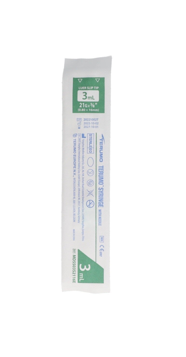 Terumo 3 ml spuit met naald 21G 16 mm