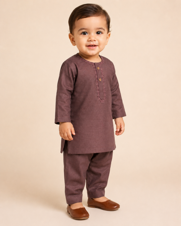 Plum Baby Boy Shalwar Kameez Set