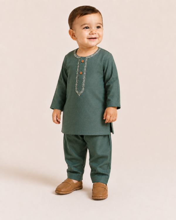 Green Baby Boy Shalwar Kameez Set