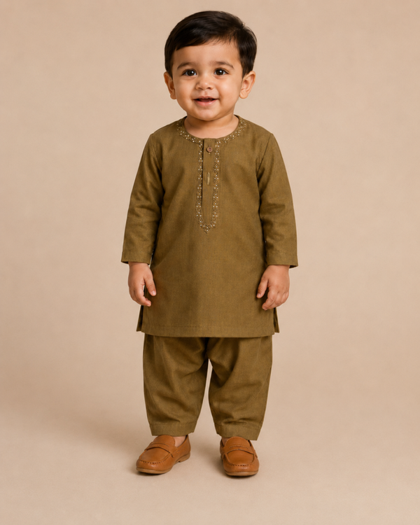 Mustard Baby Boy Shalwar Kameez Set