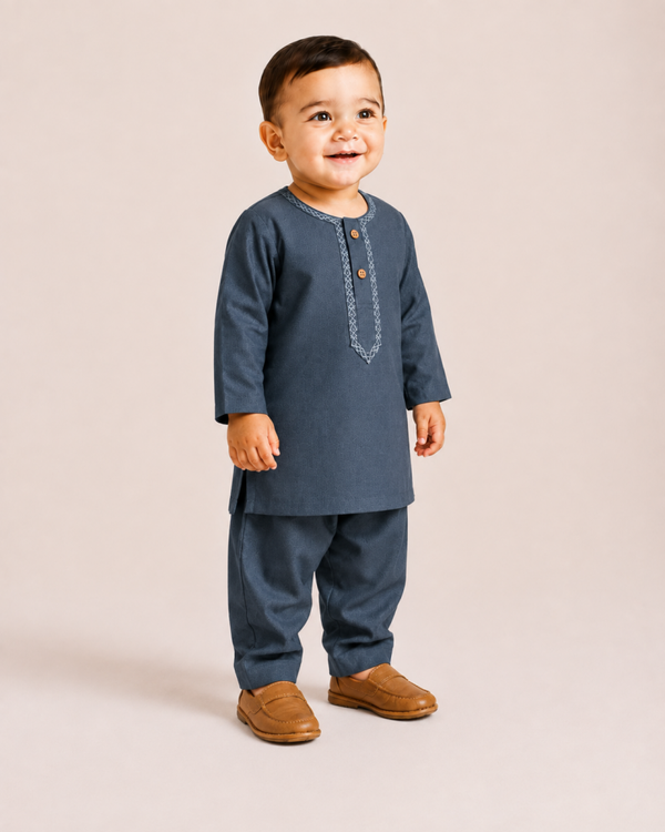 Navy Blue Baby Boy Shalwar Kameez Set