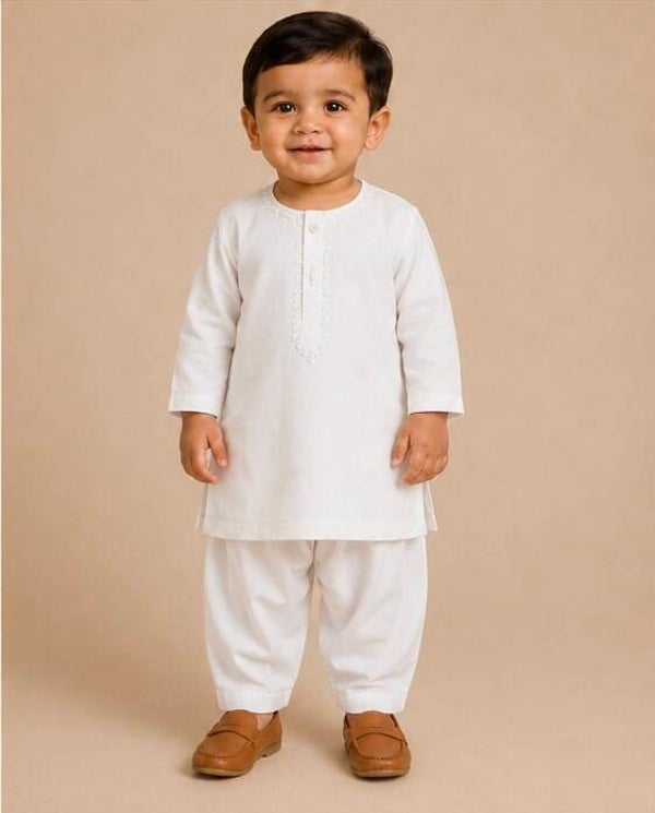 White Baby Boy Shalwar Kameez Set