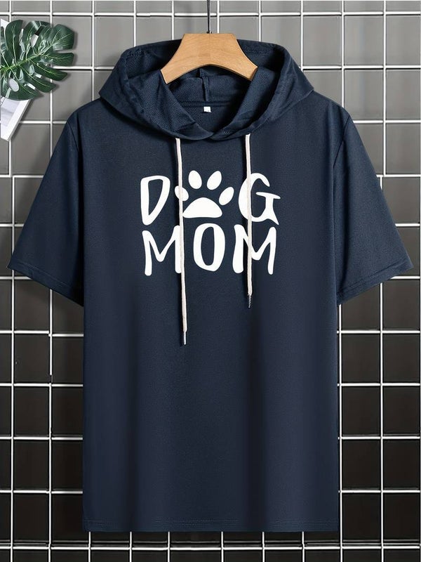 T-SHIRT  "Dog Mom" donkerblauw