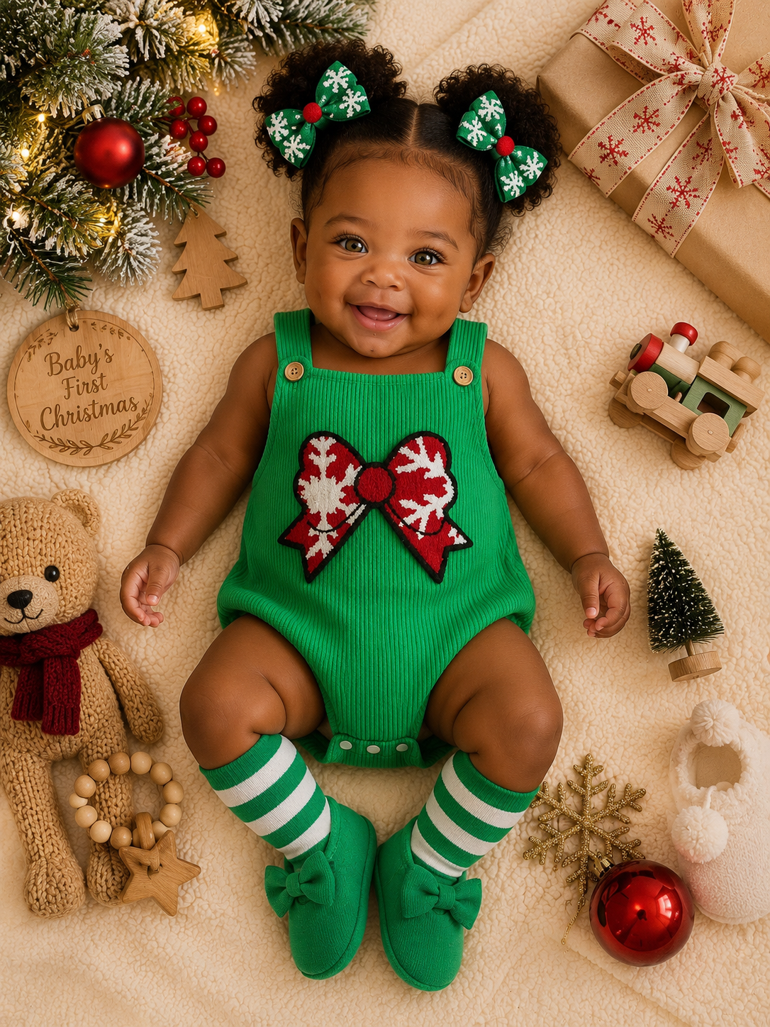 Little Lark™ Christmas Bow Corduroy Romper