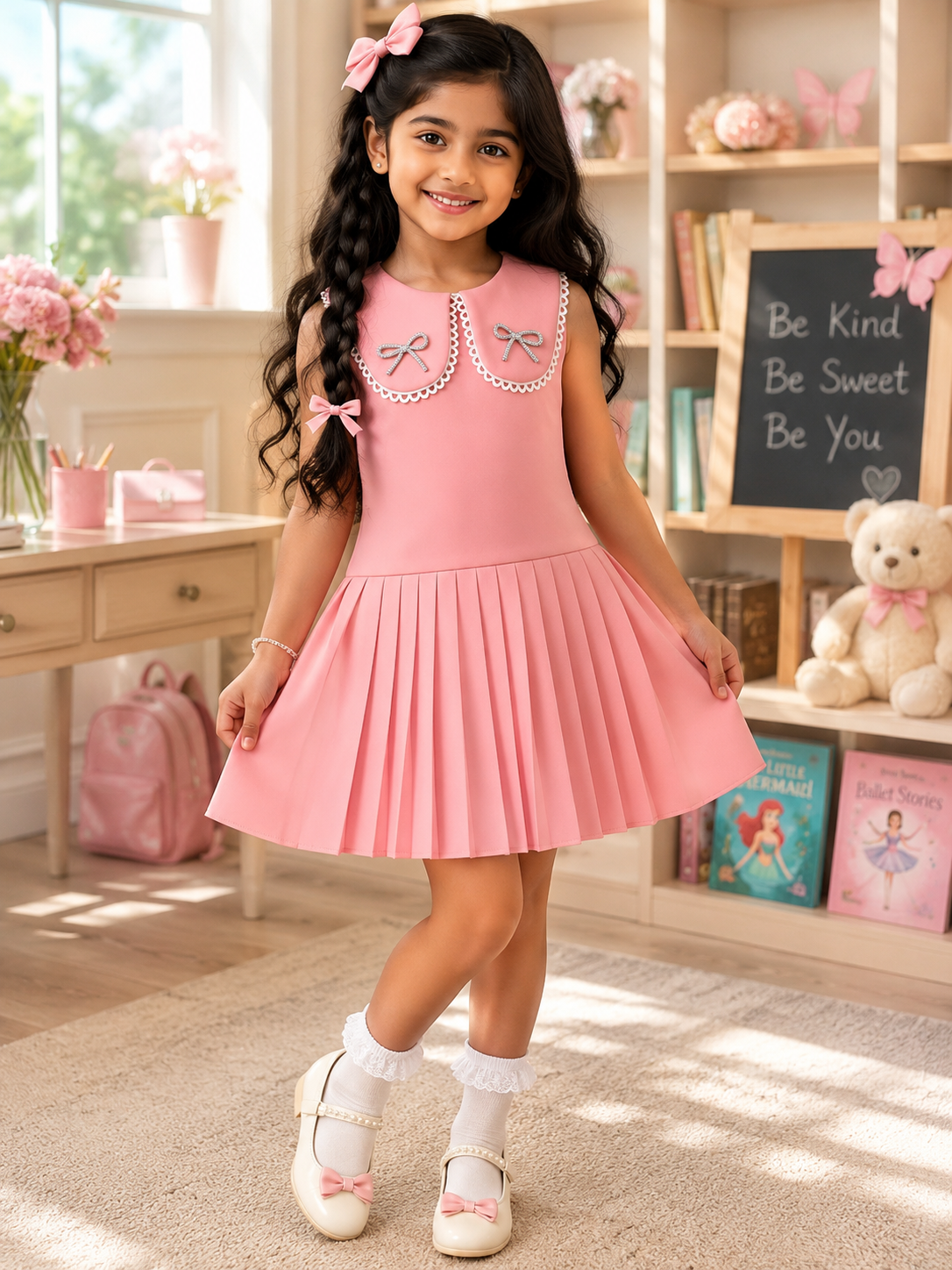 Rosabelle Dreams™ Lace Bow Pleated Dress