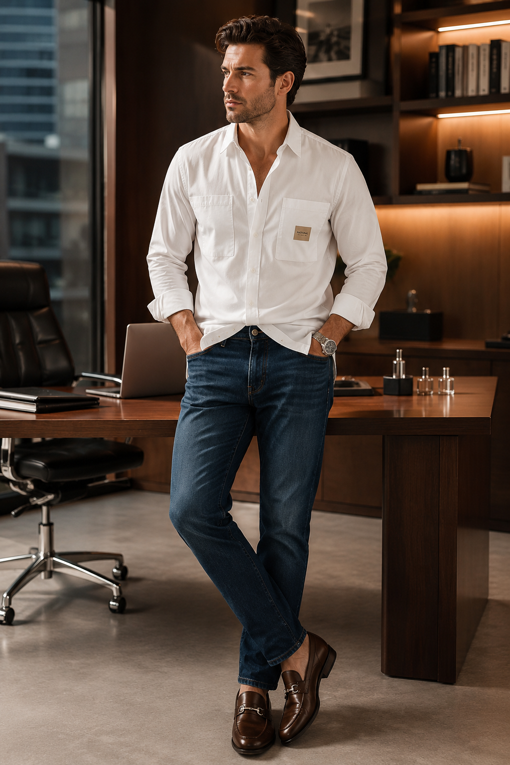 Executive Comfort Cotton Button-Up Shirt