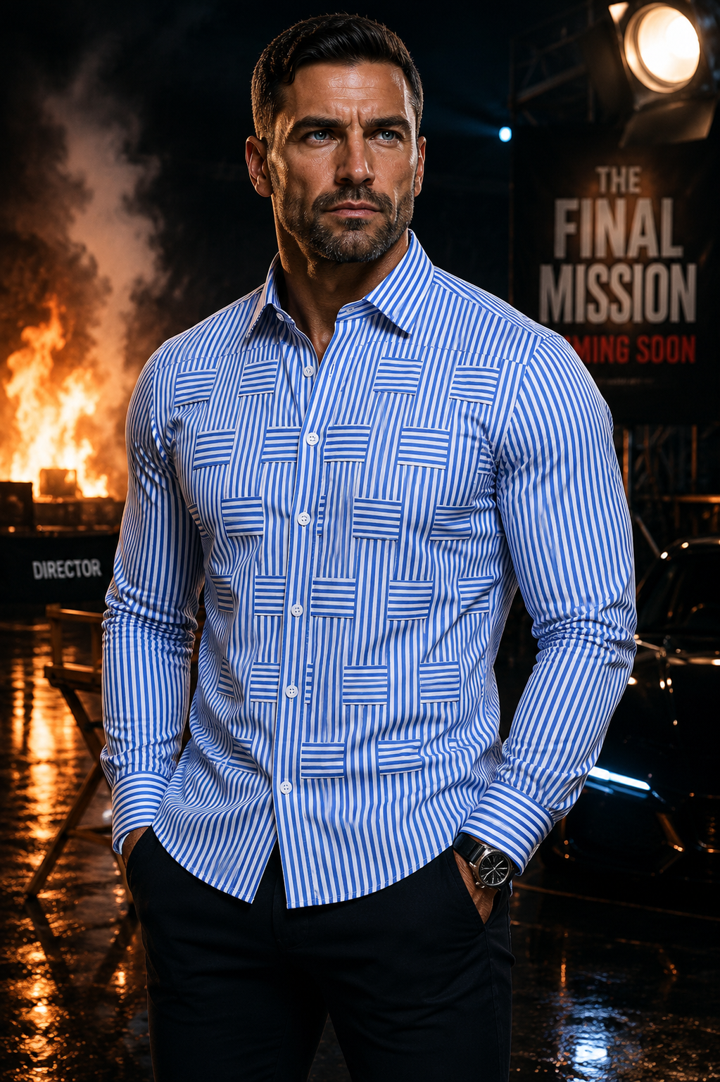 Midnight Premiere Striped Button-Up Shirt