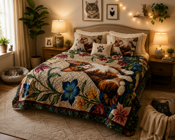 🐾🌸 Whiskers in Bloom Sherpa Blanket