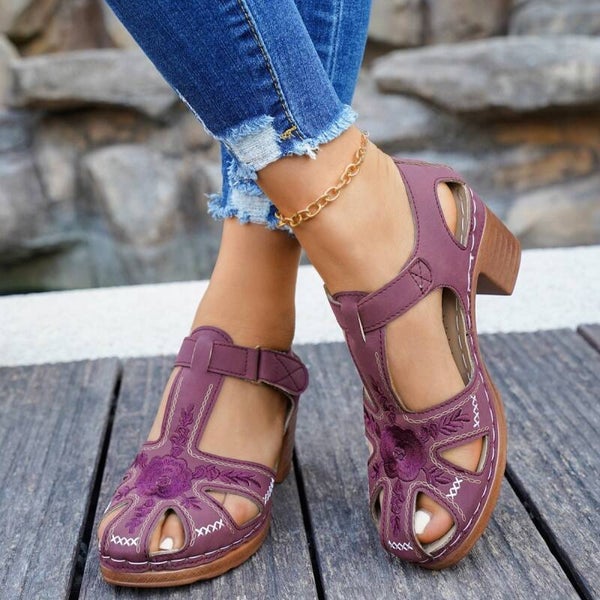 Southern Charm Cutout Heel Sandals