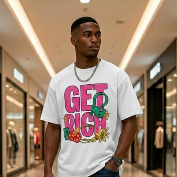 Get Rich Lucky 777 Oversized Graphic T-Shirt
