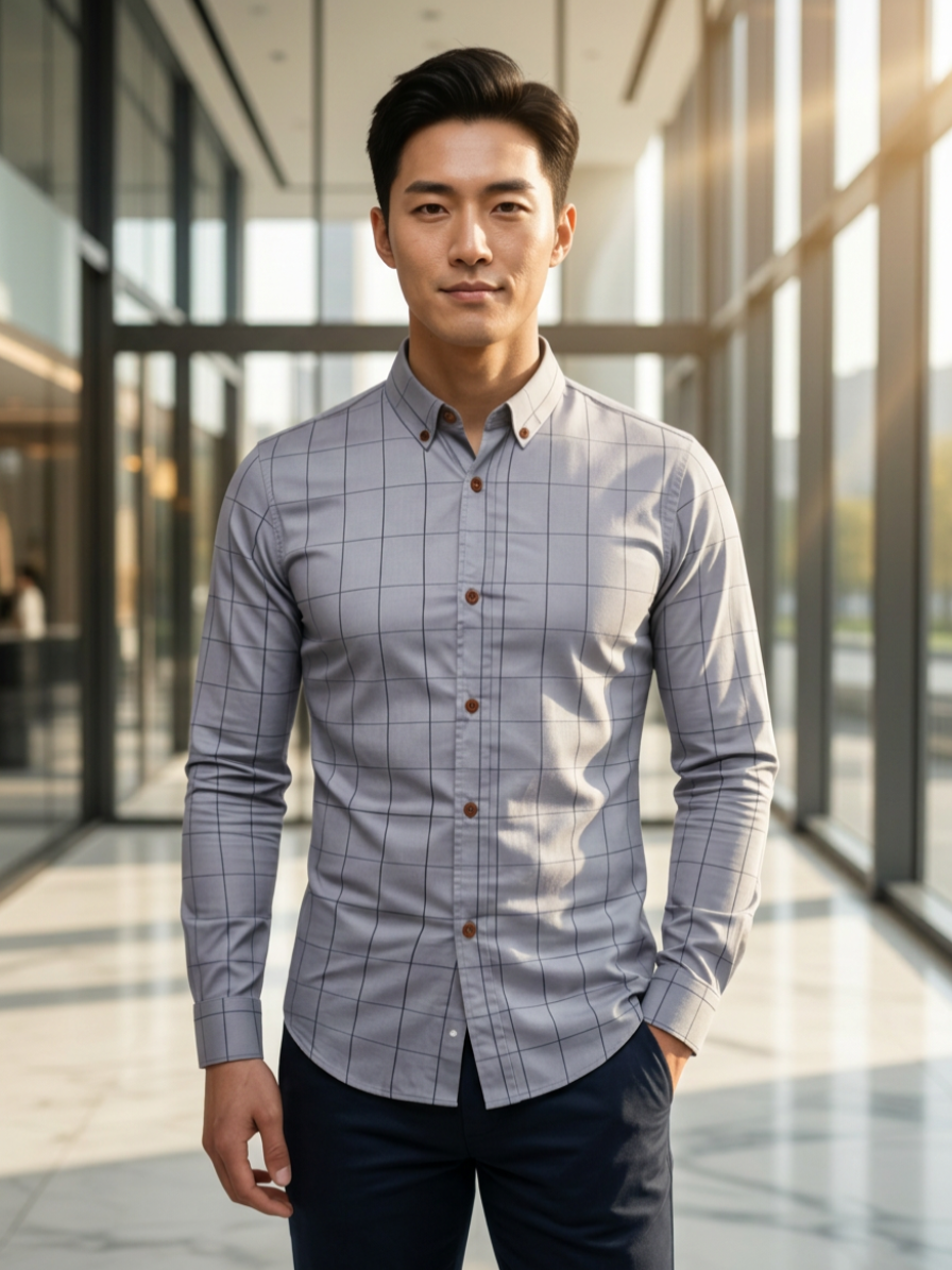 Metropolitan Grid Button-Up Shirt