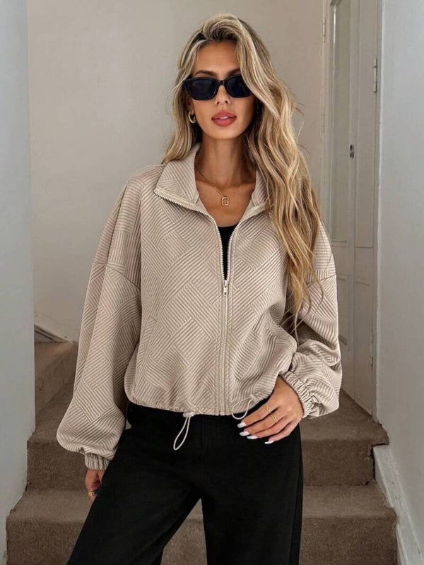 City Chic Textured Bomber Jacket