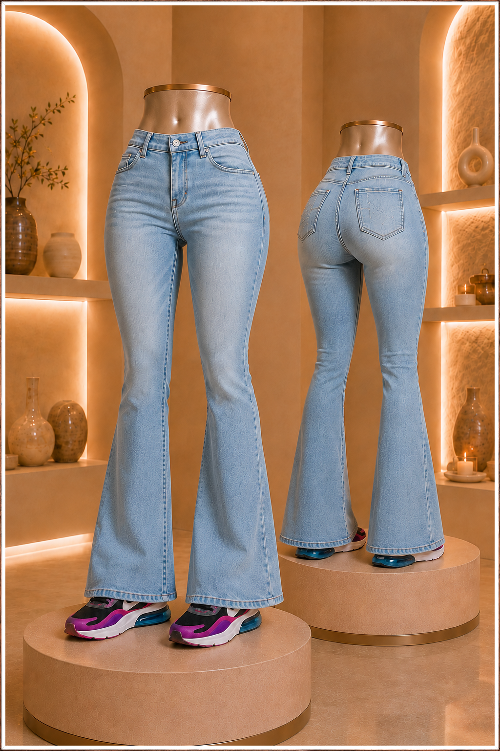 High-Rise Light Wash Bell Bottom Jeans