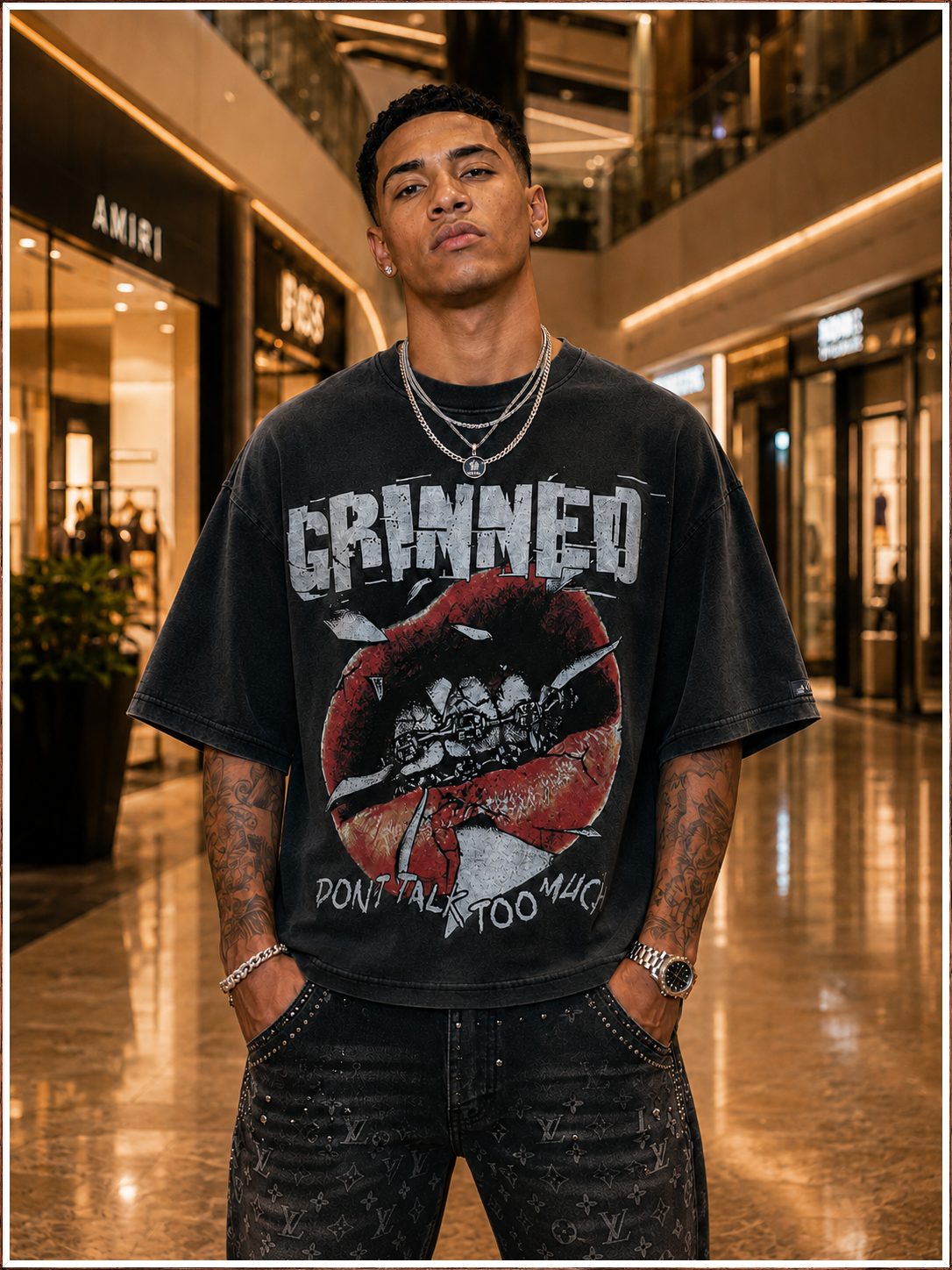 Grinned Don’t Talk Too Much Washed Graphic Tee