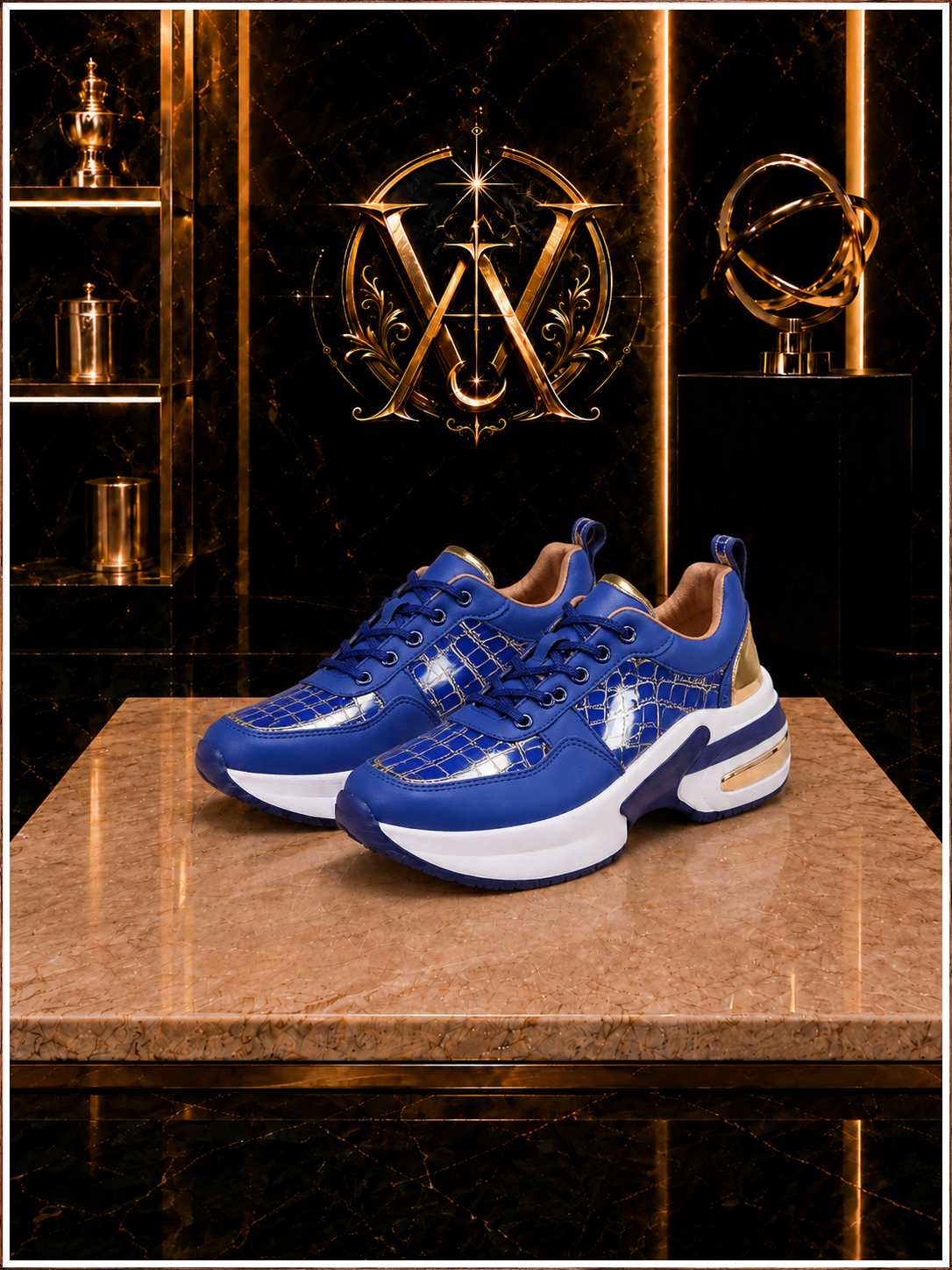 Golden Luxe Croc-Texture Platform