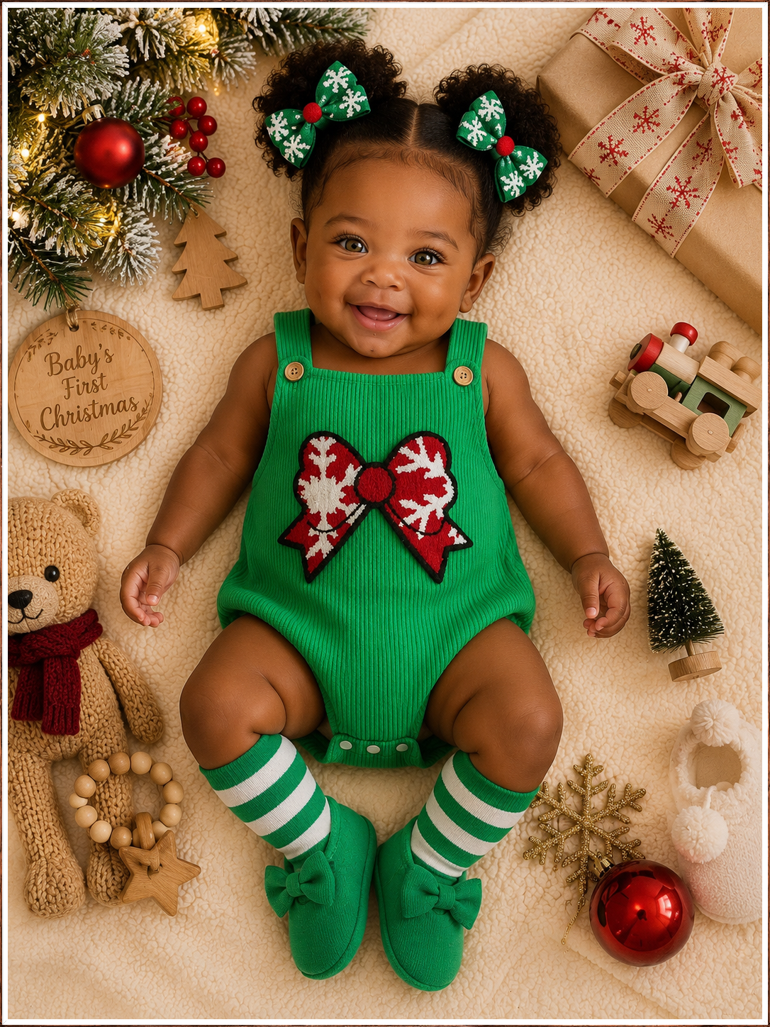Little Lark™ Christmas Bow Corduroy Romper