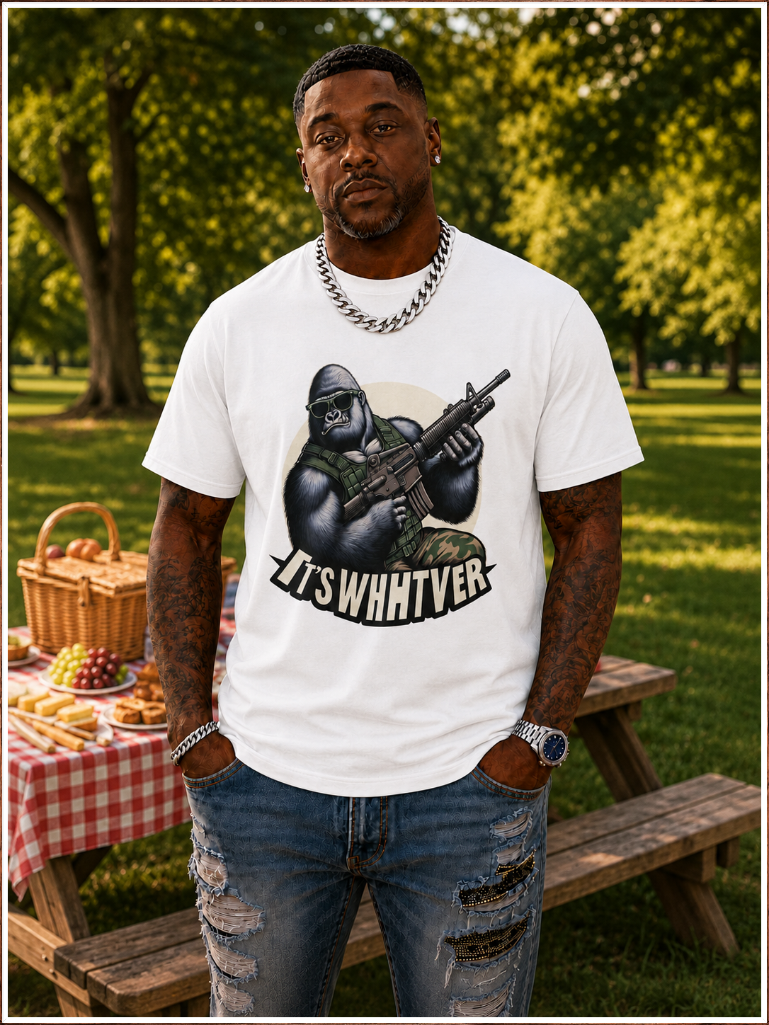 Gorilla Army T‑Shirt – 'It's Whhtver' Combat Graphic Tee