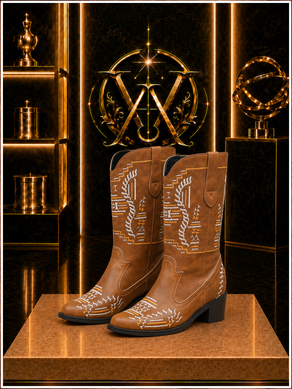 Canyon Story Cognac Embroidered Western Boots